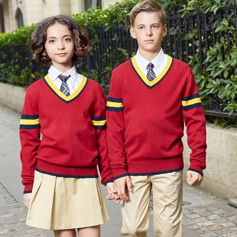 Customized-Logo-Long-Sleeve-V-Neck-Cardigan-Sweater-Uniforms-Unisex-Cotton-Red-Cardigan-Sweater
