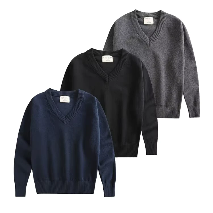 Customized-Long-Sleeve-V-neck-Kids-School-Uniforms-Long-Sleeved-Pullover-School-Sweater-Summer-Tops-School-Uniforms-for-Children