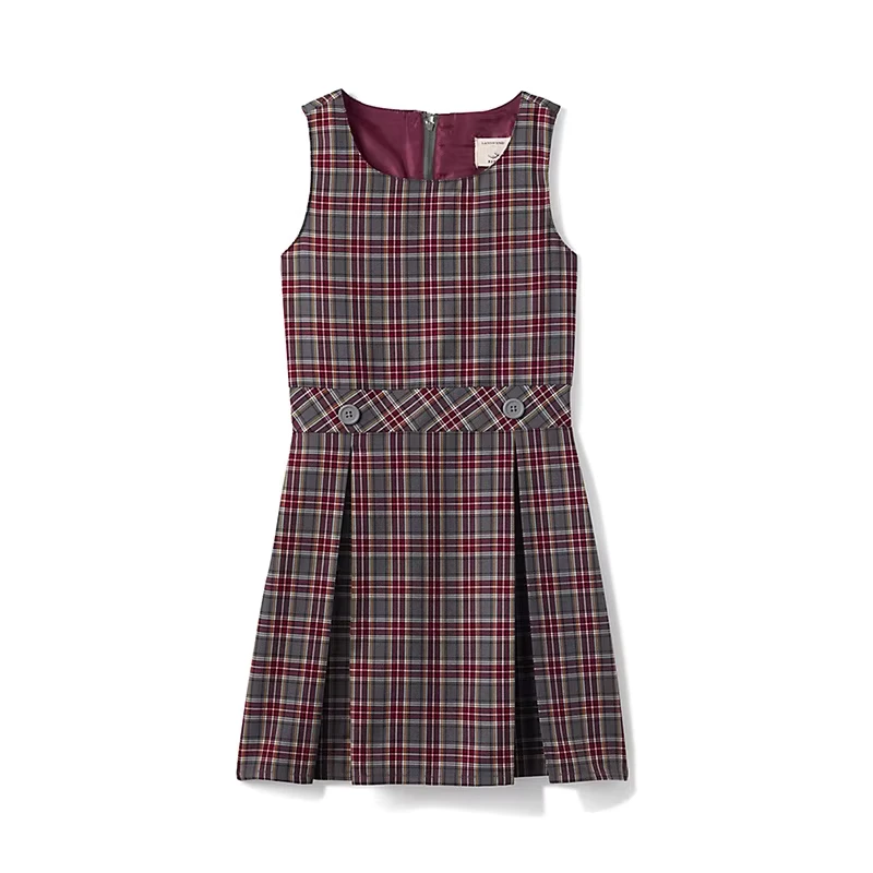 Customized-School-Badge-Primary-School-Uniform-Checkered-Jumper-Sleeveless-Custom-Plaid-Pinafore-Dress