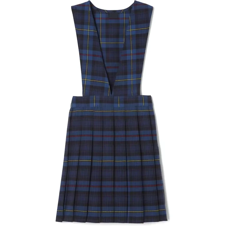 Customized-School-British-Style-Khaki-Uniform-Skirt-V-Neck-Pleated-Jumper-Elastic-Waistband-Pinafore
