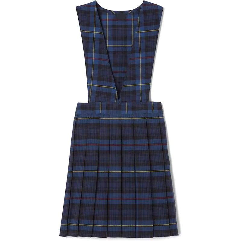 Customized-School-British-Style-Khaki-Uniform-Skirt-V-Neck-Pleated-Jumper-Elastic-Waistband-Pinafore