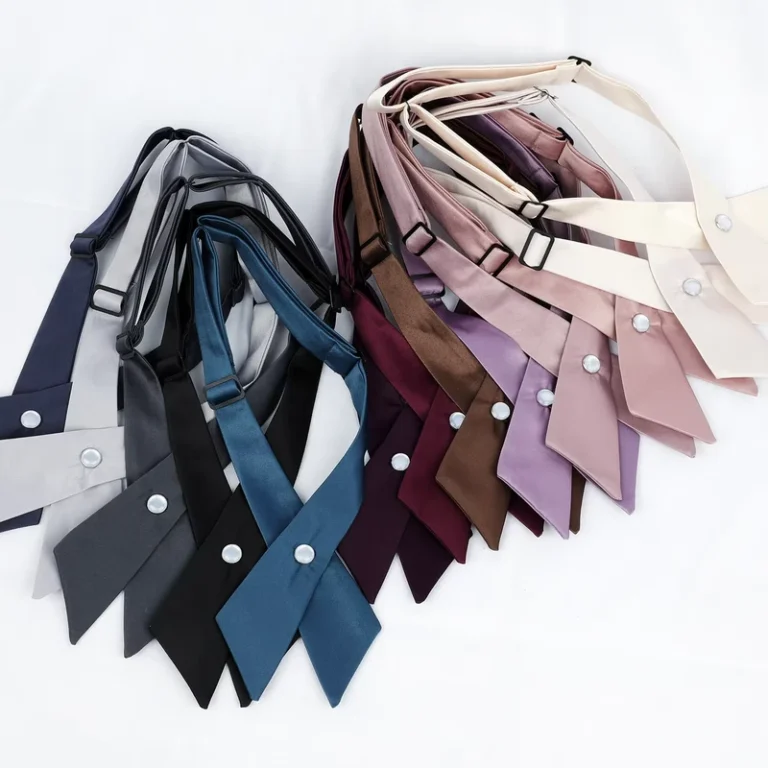 Customized-School-Uniform-Accessories-Girls-Solid-Color-Cross-Ties-Bows-Neck-Tie
