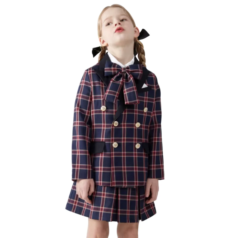 Customized-Summer-Baby-Girls-School-Uniform-Collection-Cotton-Red-Plaid-Party-Dress-Casual-Bow-and-Button-Dresses
