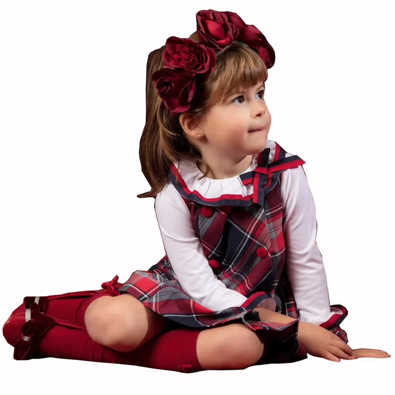 Customized-Western-Style-Childrens-School-Uniforms-Plaid-Dress-Button-Formal-Baby-Girls-Apparel-Private-Label-Kids-Clothing