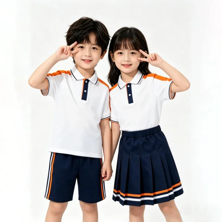 Customized-school-uniform-sets-for-primary-middle-schools-kindergartens-British-style-unisex-polyester-cotton-can-by-logo