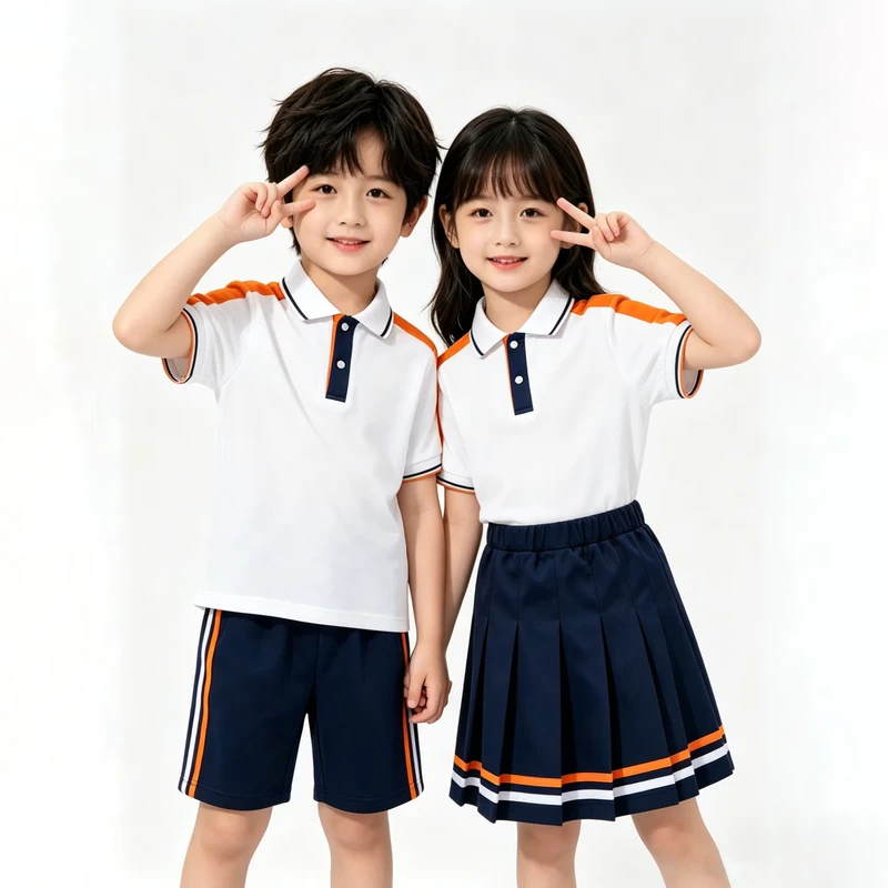 Customized-school-uniform-sets-for-primary-middle-schools-kindergartens-British-style-unisex-polyester-cotton-can-by-logo