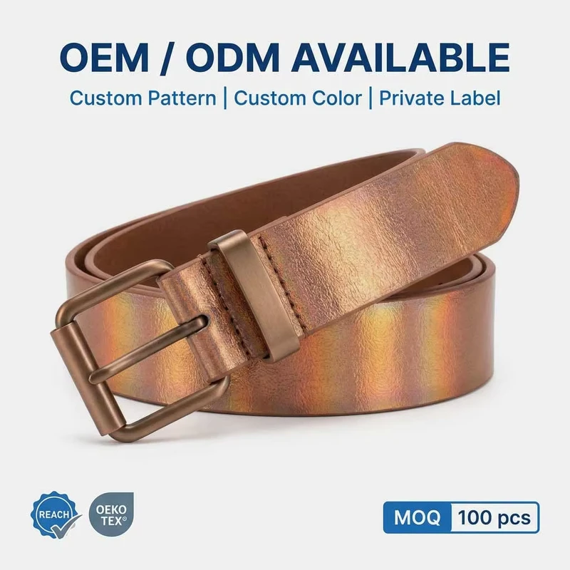 Cyber-Copper-Metallic-Holographic-Baseball-Belt-Durable-Vegan-Leather-Elegant-Custom-Sports-Belt-for-Club-Branding
