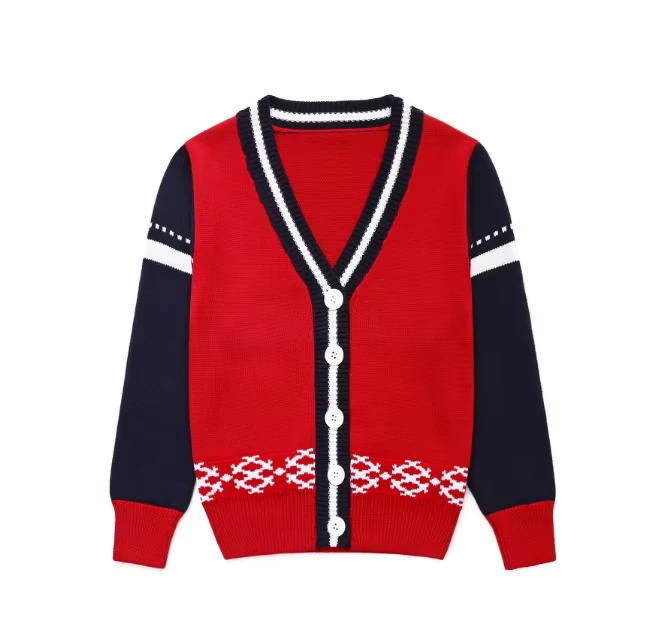 DFU104-Women-Adults-Sweater-Long-Sleeve-Knitwear-Soft-Knit-Cardigan-Kindergarten-Uniform-Sweater-Cardigan
