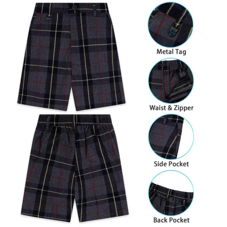 Design-Logo-Custom-Made-Boys-and-Girls-Student-School-Uniform-Gray-Plaid-School-Shorts-Primary-School-Short-Pants-Classmate