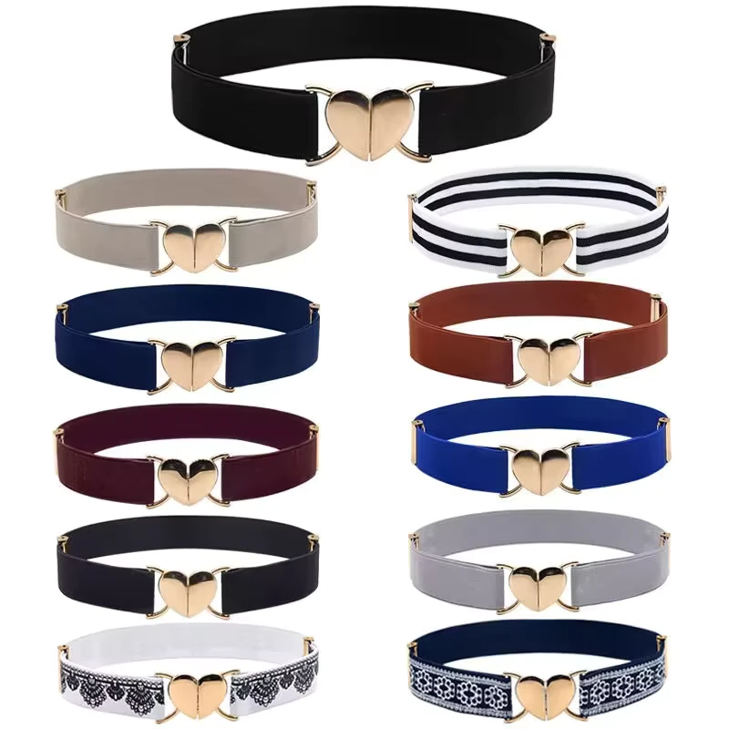Designer-Stretch-Adjustable-Belts-for-Girls-Boys-Back-to-School-Supplies-Heart-Buckle-Elastic-Strength-Belts-for-Kids-Students