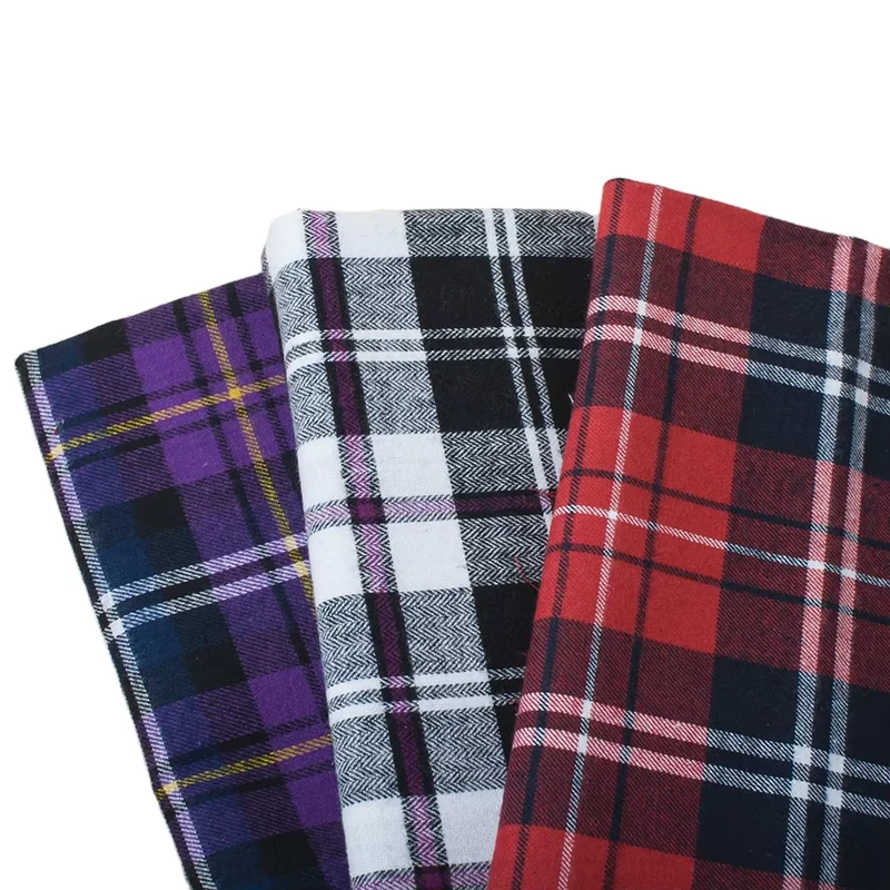 Dyed-Plaid-100-Cotton-Flannel-Shirt-Dress-Fabrics-for-School-Uniforms-Check-Materials-Yarn-Customized-Sustainable-Woven-150gsm