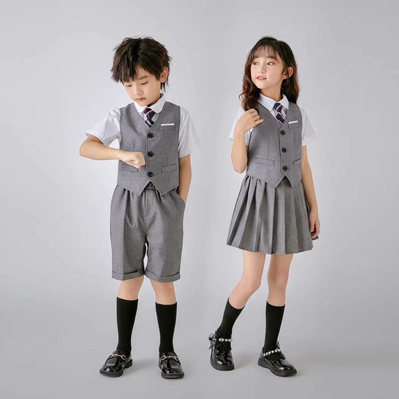 Economical-Primary-School-Uniforms-Skirts-and-Trousers-Cotton-OEM-Factory-Uniform-Sets-for-Children