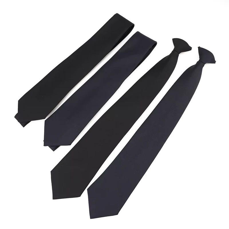 Elegant-Solid-Black-and-Navy-Blue-Formal-Neckties-Quality-Polyester-Woven-Clip-on-Ties-for-Security