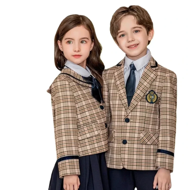 Elementary-Middle-School-Kindergarten-Uniform-Classic-Checker-Khaki-Blazer-Pants-Skirt-Uniform