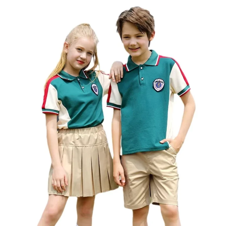 Elementary-School-Summer-Short-Sleeve-Cotton-Uniform-Set-Kids-School-Uniform-Set-Short-Sleeve-Polo-and-Pleated-Skirt
