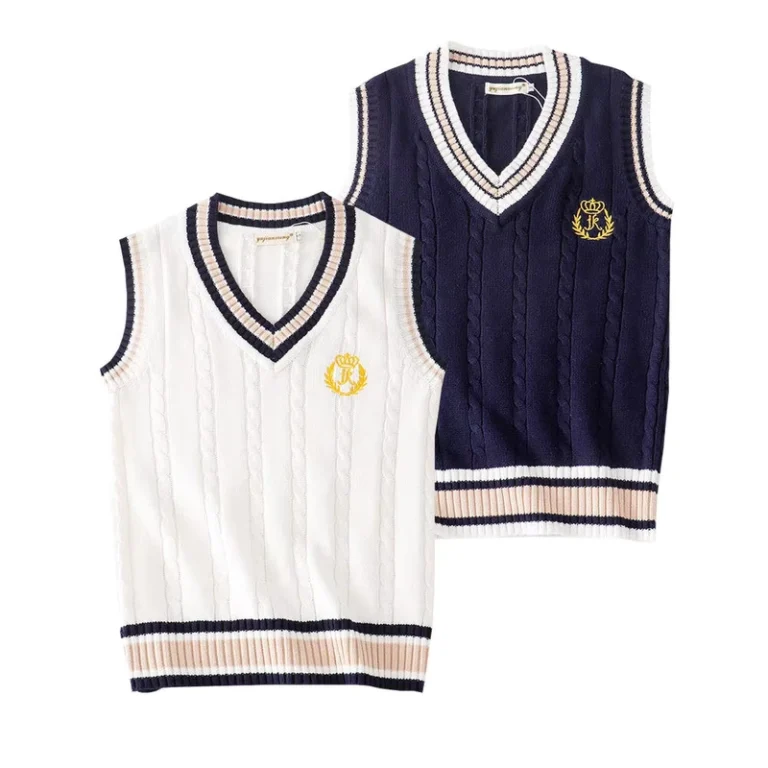 Embroidered-V-Neck-Girl-Student-School-Uniform-Sweater-Knitted-Vest-Boy-Girl-Vest-V-Neck-Sleeveless-High-School-Vest