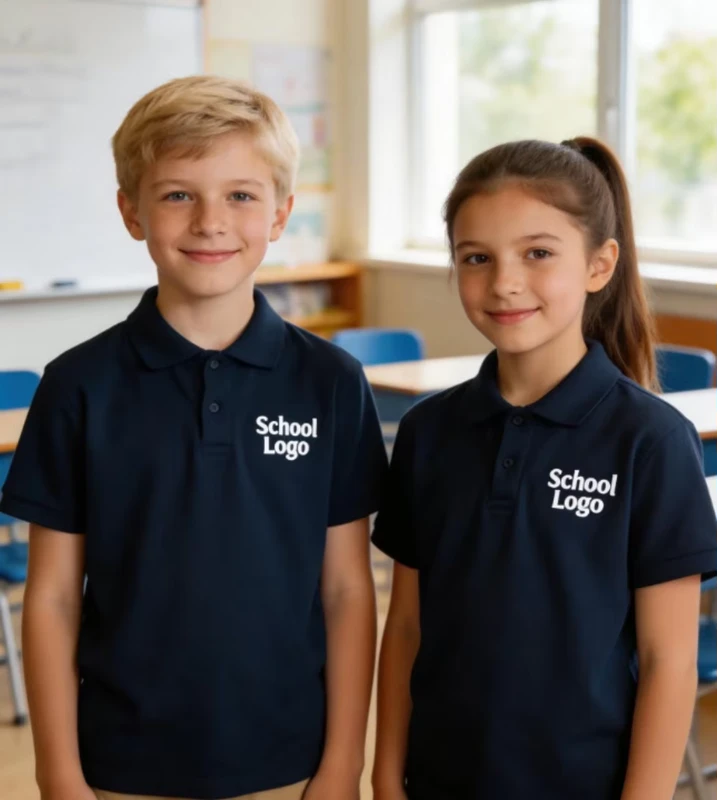 European-and-American-Elementary-School-Summer-Uniform-Polo-Shirts-Pure-Cotton-Cotton-polyester-Blend