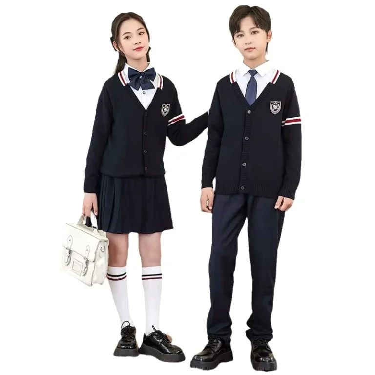 European-and-American-Fashion-Sweater-Shirt-Skirt-Pant-Three-Piece-Cardigan-Set-Primary-Student-School-Uniform-Class-Uniform-Set