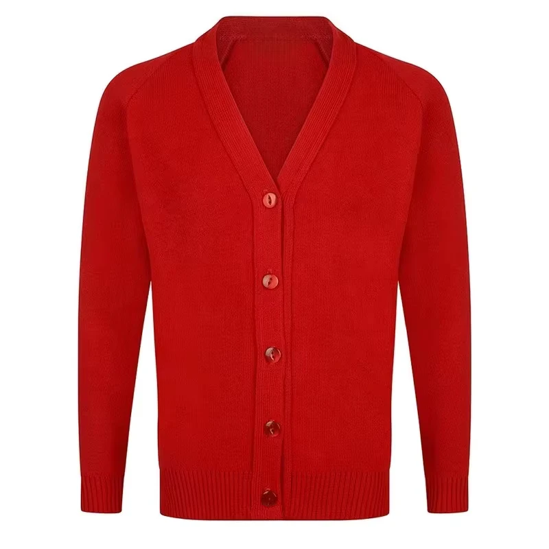FUYI-Unisex-Knit-Cardigan-Sweater-Primary-School-Uniform-Childrens-Polyester-Cotton-Long-Sleeve-Coat-Needle-Detection-OEM
