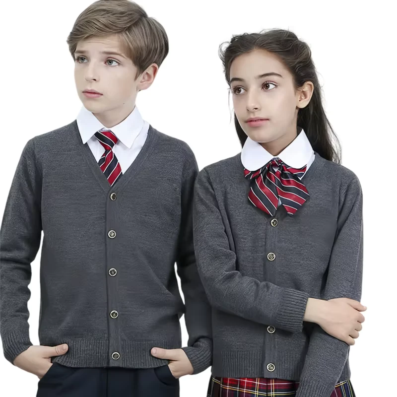 FUYI-V-Neck-Japanese-High-Kids-Girls-Boys-School-Uniform-Cardigan-Sweater