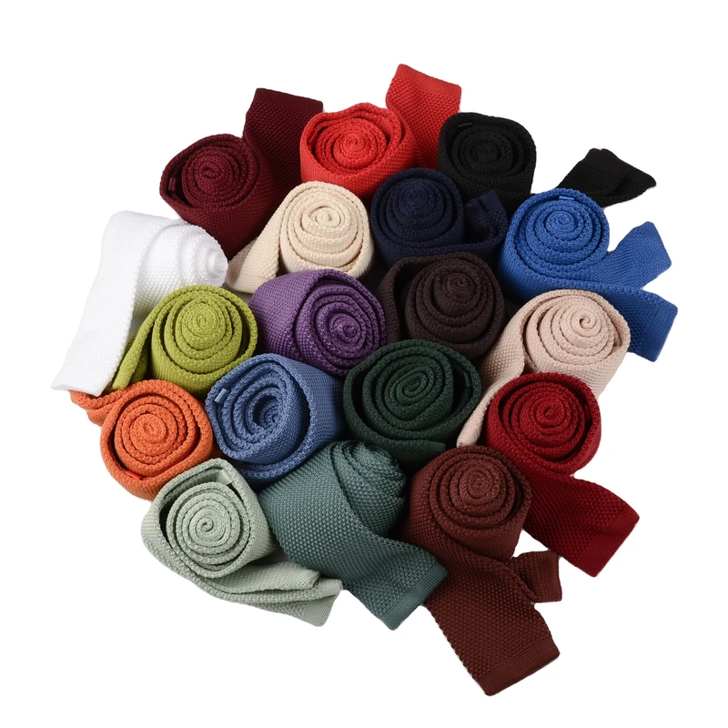 Factory-China-Supplier-Custom-Made-Men-Fashion-Polyester-Solid-Color-Plain-Knitted-Ties