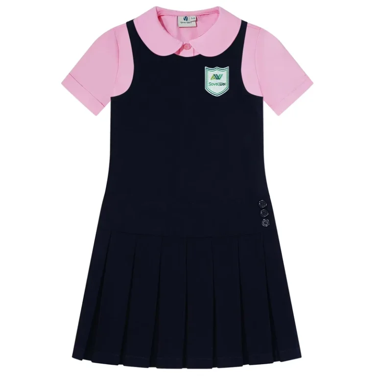 Factory-Custom-Design-Pink-School-Uniform-Pinafores-Shirt-Suit-Dresses-School-Jumper-Uniform-Set-for-Middle-School-Girls-Student