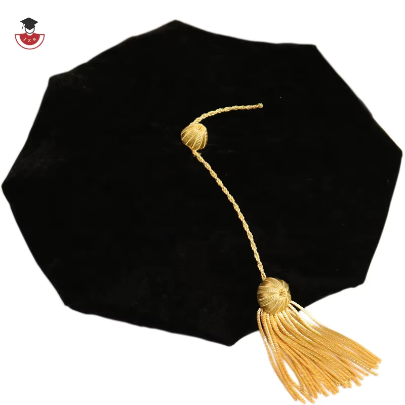 Factory-Custom-Good-Quality-Velvet-Doctoral-Tam-With-Tassel-8-Sides-Graduation-Hat