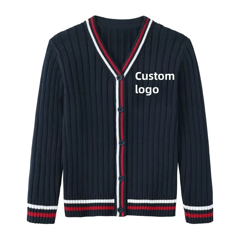 Factory-Custom-Knit-Cardigan-Spring-Autumn-Middle-School-Students-Uniform-Boys-Girls-Graduation-Sweater-Children
