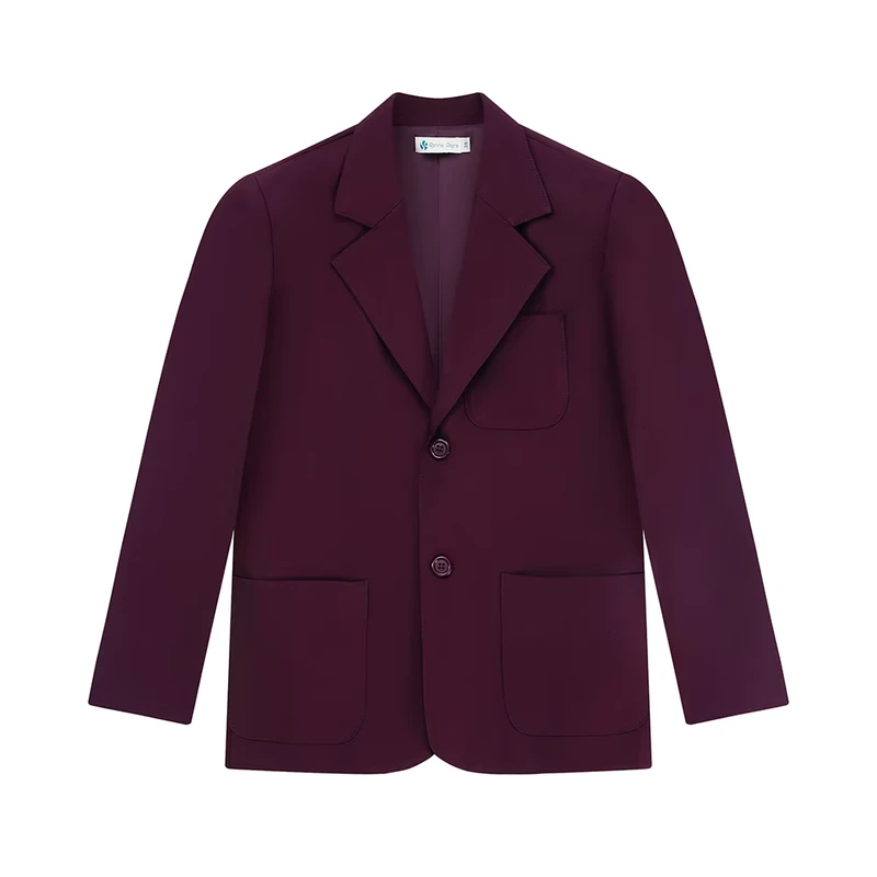 Factory-Custom-Logo-OEM-ODM-Boys-Girls-Fitted-Blazers-With-Trim-School-Uniform-Badged-Blazer-Red-Jacket-for-Student
