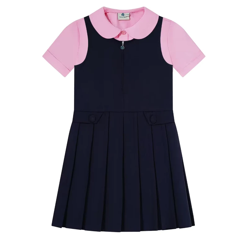 Factory-Custom-OEM-ODM-Pink-School-Uniform-Pinafores-Shirt-Suit-Dresses-School-Jumper-Uniform-Set-for-Classroom-Girls