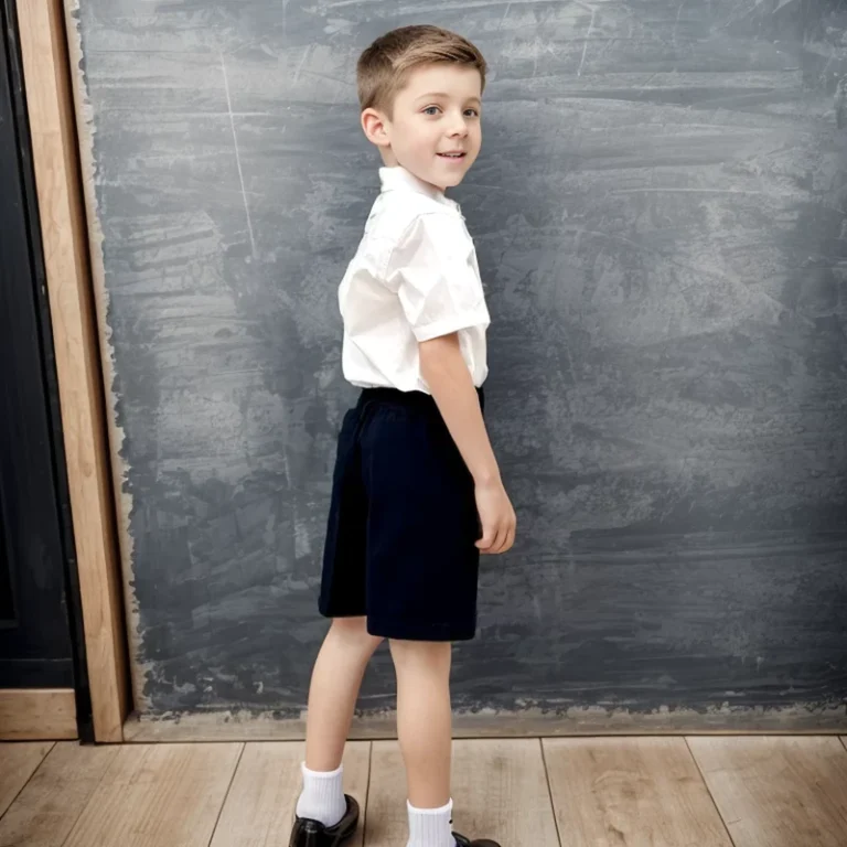 Factory-Customizable-Kids-School-Uniform-Set-Short-Sleeve-Shirt-Shorts-With-Durable-Fabric-and-Custom-Logo