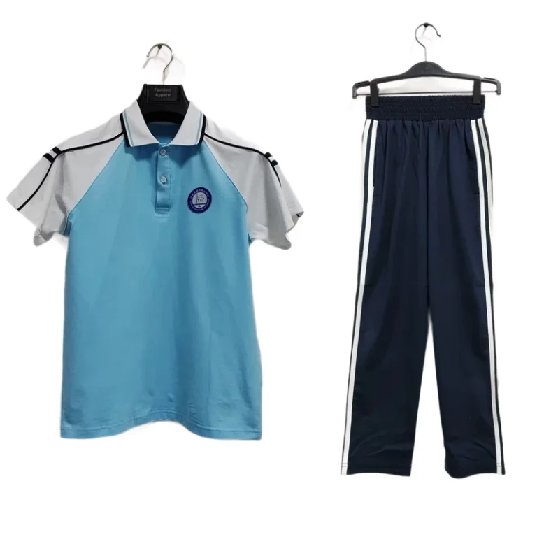 Factory-Customized-Childrens-Unisex-School-Uniform-Summer-Short-Sleeved-Shirt-Long-Trouser-Jogging-Set