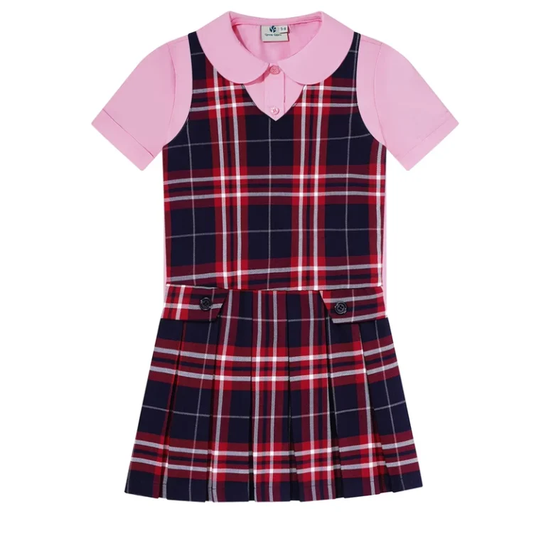 Factory-Customized-Pink-School-Uniform-Pinafores-Shirt-Suit-Red-Plaid-Dresses-School-Jumper-Uniform-Set-for-Student-Girls