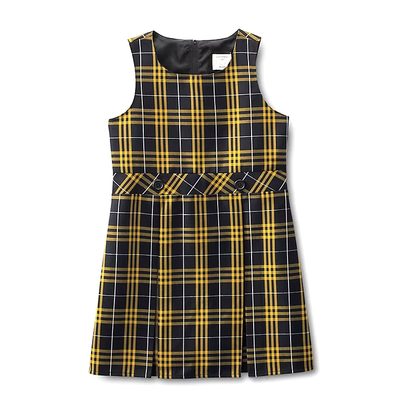 Factory-Customized-School-Uniform-Girls-Checkered-School-Pinafore-Plaid-Round-Neck-Jumper-for-Girl-Student