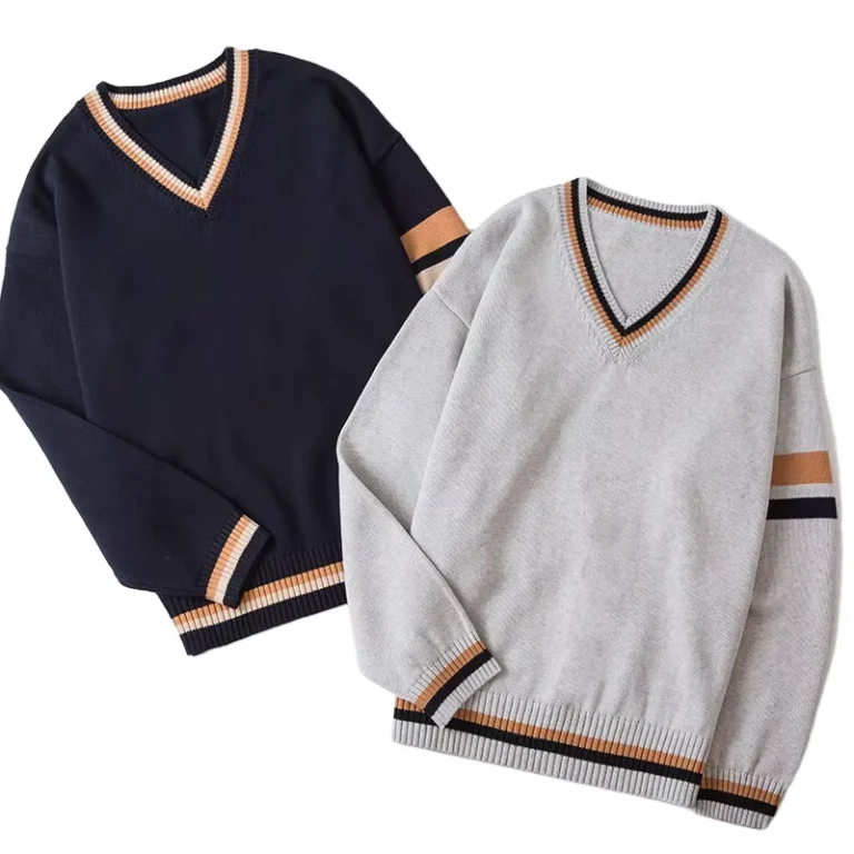 Factory-Customized-School-Uniforms-V-Neck-Long-Sleeve-Sweater