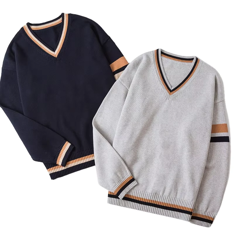 Factory-Customized-School-Uniforms-V-Neck-Long-Sleeve-Sweater