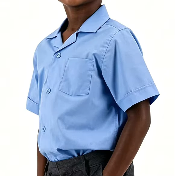 Factory-Direct-Boys-Children-School-Uniform-Blue-Shirt-Classic-Fit-Soft-Fabric-Comfortable-to-Wear
