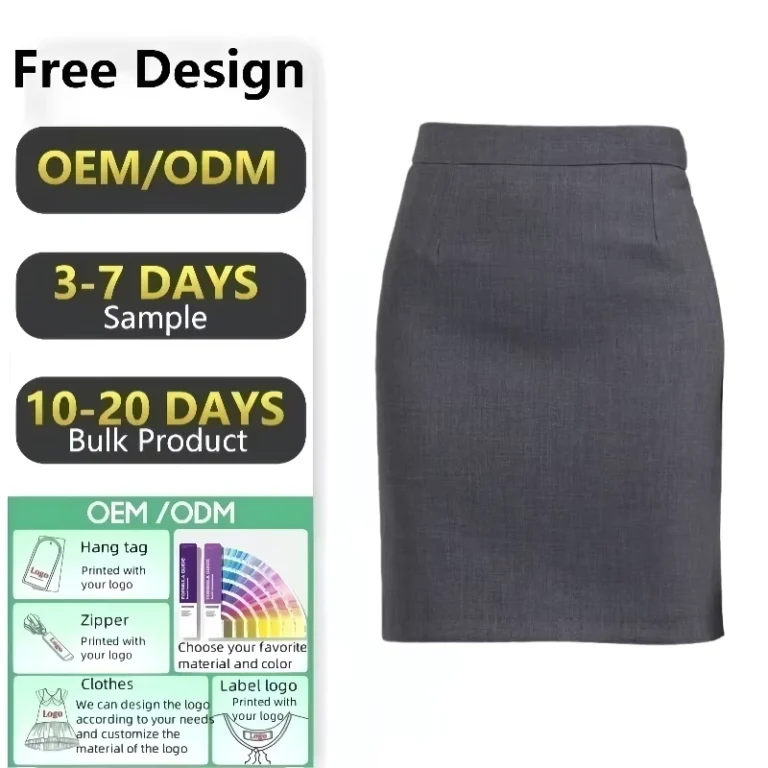 Factory-Direct-Girls-Gray-Straight-School-Uniform-Skirt-Cotton-Material-for-Middle-High-School-Children-Age-Group