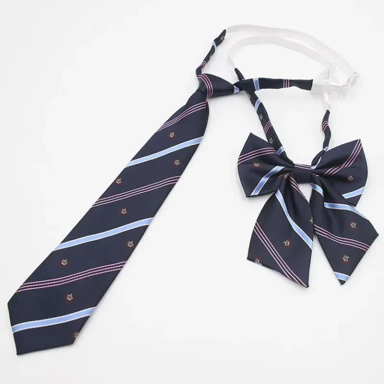 Factory-Direct-Polyester-Color-Weaved-Blue-Crown-Trophy-Jacquard-Unisex-Childrens-Student-School-Uniform-Collar-Tie