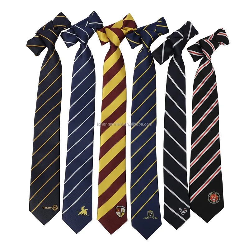 Factory-Direct-Sale-Red-Striped-Jacquard-Breathable-Polyester-Embroidered-Heat-Transfer-Printed-Man-Tie-Set-Students-JK-Uniform