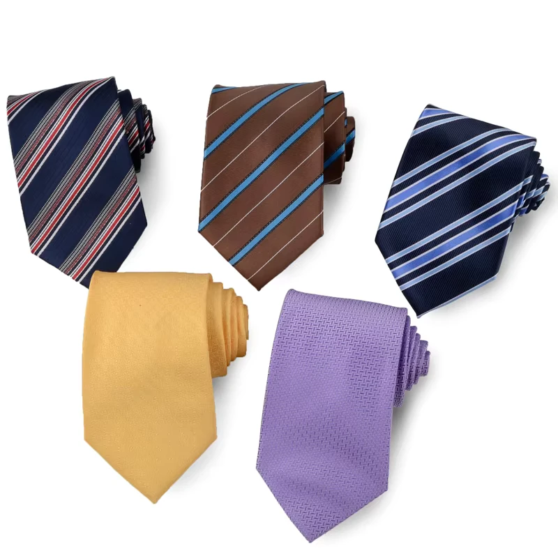 Factory-Direct-Sales-Custom-Logo-100-Polyester-Jacquard-Necktie-OEM-Service-Good-Quality-Stripe-Pattern-Tie-for-Business-Men