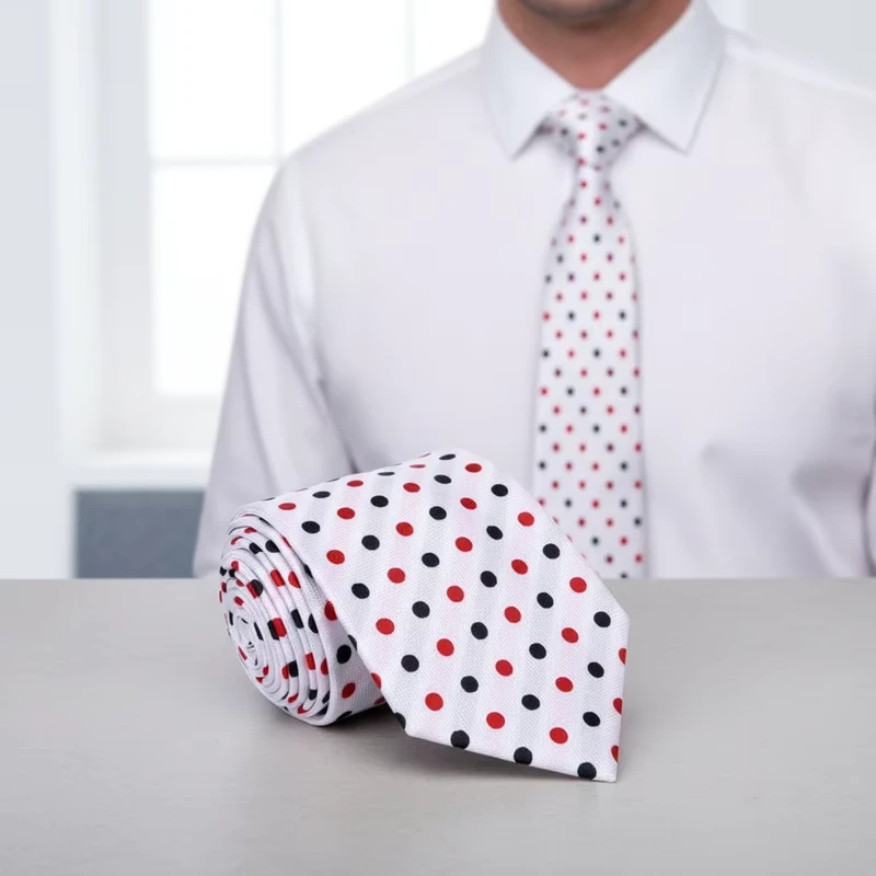 Factory-Direct-Sales-Polka-Dot-Pattern-Neck-Tie-for-Men-Luxury-3-Inch-Pure-Polyester-OEM-Service