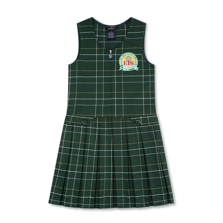 Factory-Girls-Green-Plaid-Jumper-School-Uniform-Pinafore-Dress-Breathable-Cotton-for-Primary-and-Middle-School-Student