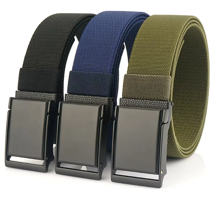 Factory-Leisure-Business-Mens-Nylon-Belt-With-Quickly-Adjustable-and-Rotatable-Metal-Buckle-Accept-Customized-Logo
