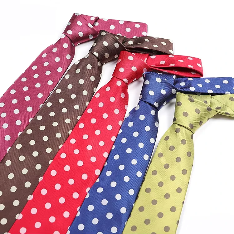 Factory-Manufactured-Mens-Neckties-Polyester-Jacquard-Polka-Dot-Ties