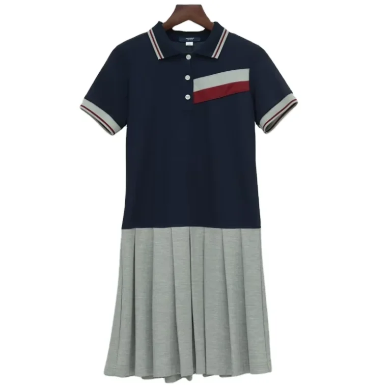 Factory-Price-School-Uniform-Dresses-Kids-Girls-Pleated-Dress-Custom-Polo-Dress