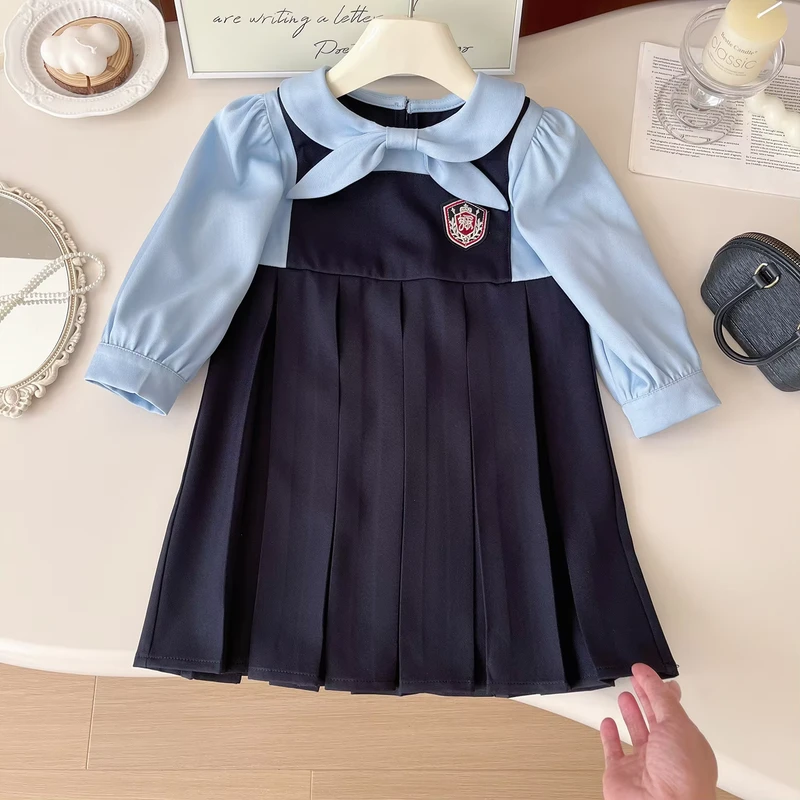 Fall-Sweet-Girls-Uniform-Dress-Back-to-School-Outfit-Long-Sleeve-Turn-Down-Collar-Pleated-Skirt-Kids-Fashion-Dresses-1