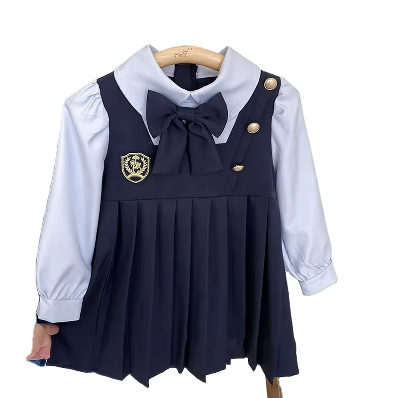 Fall-Sweet-Girls-Uniform-Dress-Back-to-School-Outfit-Long-Sleeve-Turn-Down-Collar-Pleated-Skirt-Kids-Fashion-Dresses