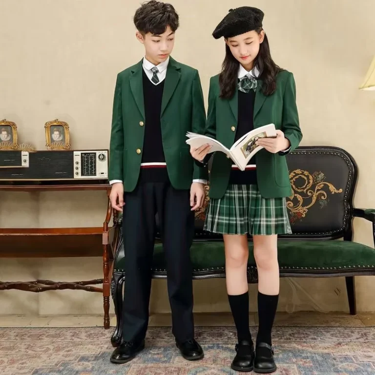 Fall-and-Spring-Winter-100-160-cm-Green-Color-Three-Pieces-Set-Boys-and-Girls-High-School-Uniform-Designs