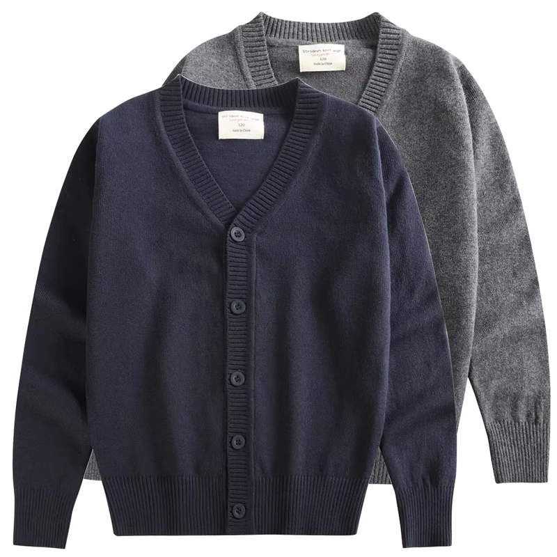 Family-Matching-Kids-Knitted-Cardigan-Sweater-Unisex-School-Uniform-Long-Sleeve-Coat-for-Boys-Girls-Toddler-to-Teen-Sizes